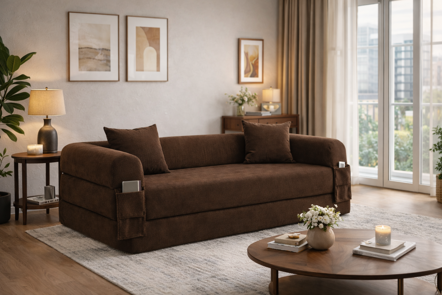 SOFÁ CAMA "OMEGA" GRIS OSCURO