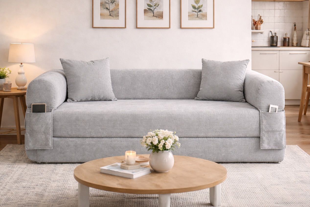 SOFÁ CAMA "OMEGA" GRIS OSCURO