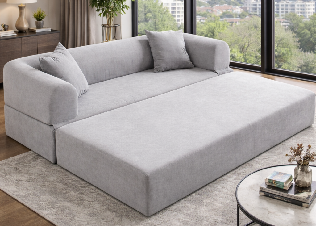 SOFÁ CAMA "OMEGA" GRIS OSCURO