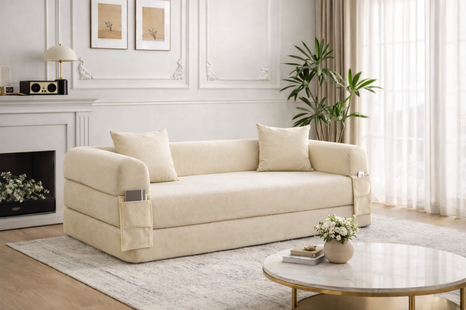 SOFÁ CAMA "OMEGA" GRIS OSCURO