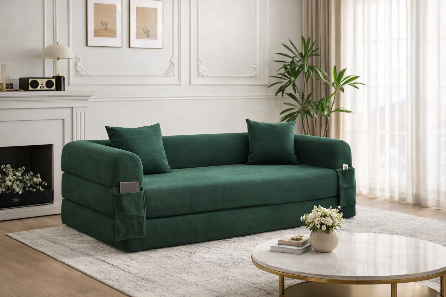 SOFÁ CAMA "OMEGA" GRIS OSCURO